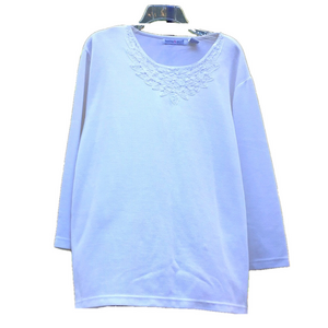 Hastings & Smith 3X White Knit Top Preworn GUC Pit to Pit 25 3/4" Preworn